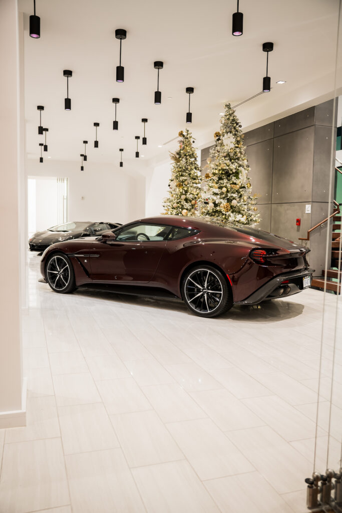 luxury cars inside a showroom